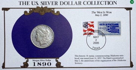 1890-O Morgan Silver Dollar & Stamp NICELY CIRC
