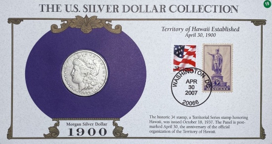 1900 Morgan Silver Dollar & Stamp NICELY CIRC