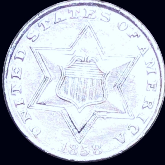1858 Three Cent Silver CLOSELY UNCIRCULATED
