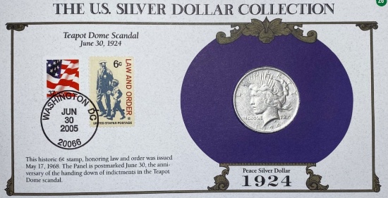 1924 Silver Peace Dollar & Stamp LIGHTLY CIRC