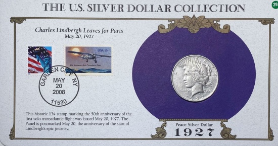 1927-D Silver Peace Dollar & Stamp LIGHTLY CIRC