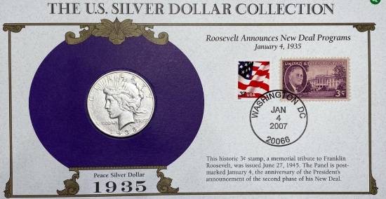 1935-S Silver Peace Dollar & Stamp LIGHTLY CIRC