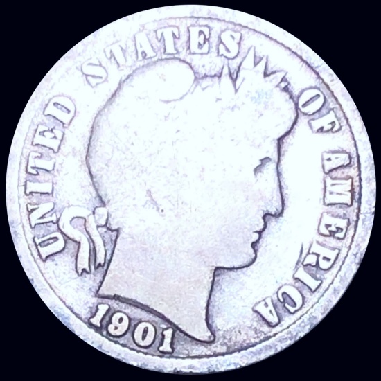 1901-S Barber Silver Dime NICELY CIRCULATED