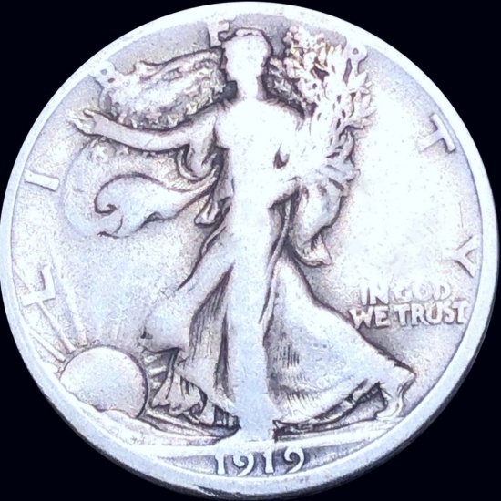 1919-D Walking Half Dollar NICELY CIRCULATED