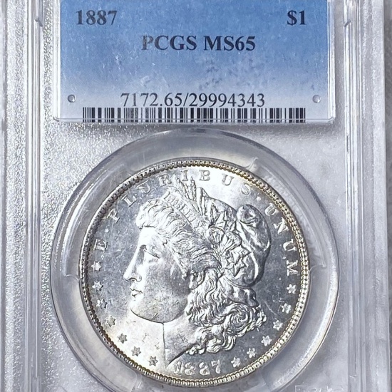 1887 Morgan Silver Dollar PCGS - MS65