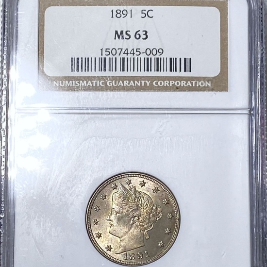 1891 Liberty Victory Nickel NGC - MS63