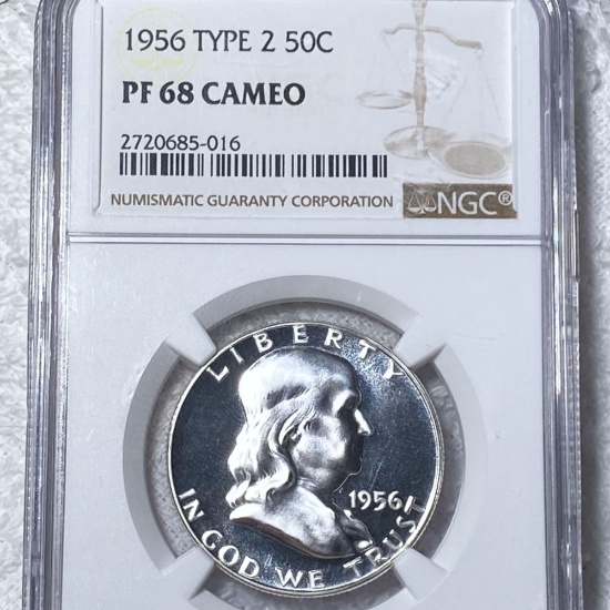 1956 Type 2 Franklin Half Dollar NGC - PF 68 CAMEO