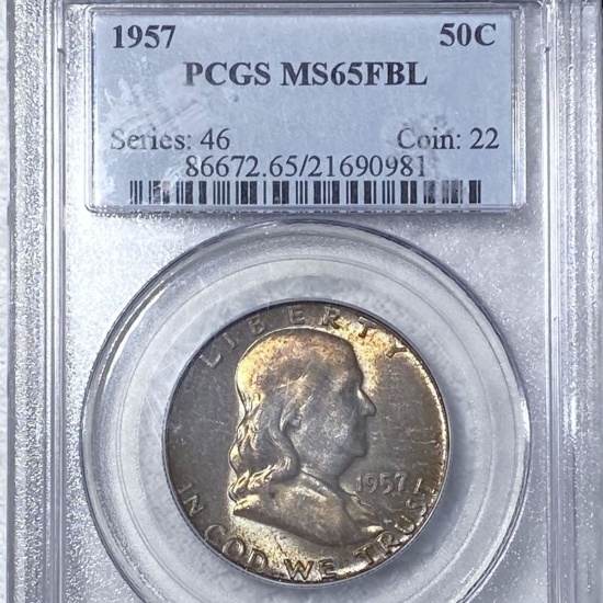 1957 Franklin Half Dollar PCGS - MS 65 FBL