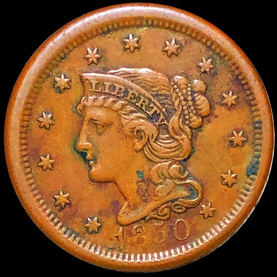 1850 Braided Hair Large Cent ABOUT UNCIRCULATED