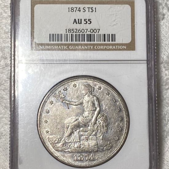 1874-S Silver Trade Dollar NGC - AU55
