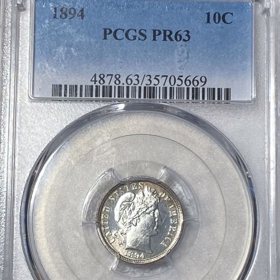 1894 Barber Silver Dime PCGS - PR63