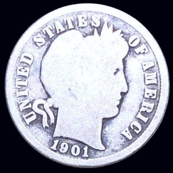 1901-S Barber Silver Dime NICELY CIRCULATED