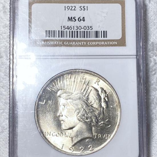 1922 Silver Peace Dollar NGC - MS64