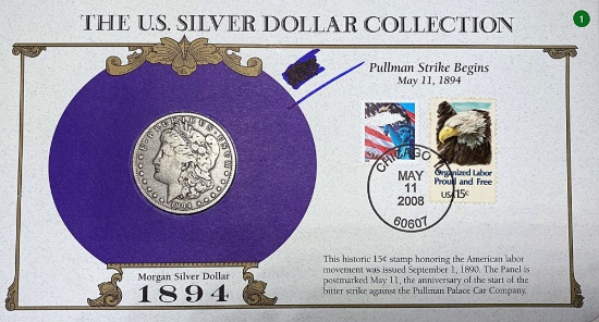 1894-O Morgan Silver Dollar & Stamp NICELY CIRC