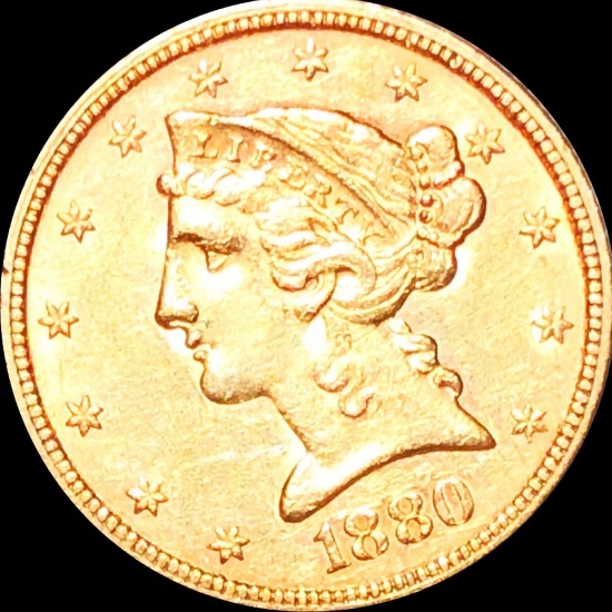 1880 $5 Gold Half Eagle CLOSELY UNCIRCULATED