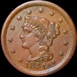 1851 Braided Hair Large Cent CLOSELY UNCIRCULATED