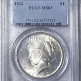 1922 Silver Peace Dollar PCGS - MS63