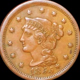 1855 Braided Hair Large Cent CLOSELY UNCIRCULATED