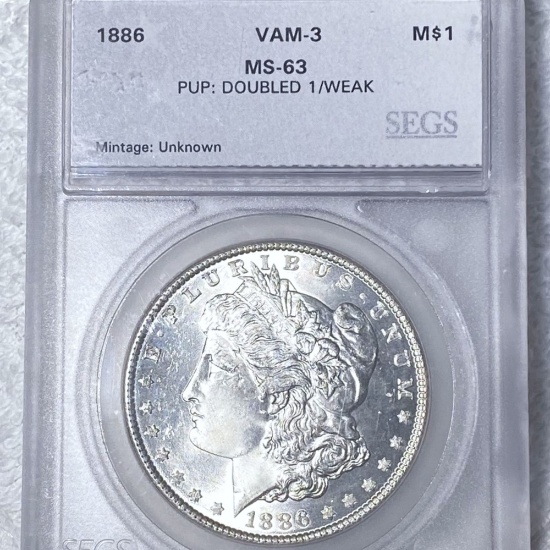 1886 Morgan Silver Dollar SEGS - MS63 VAM-3