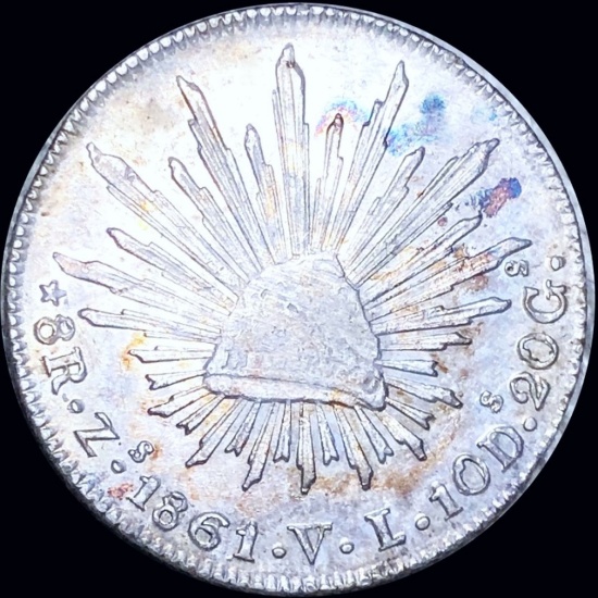 1861 Mexican Silver 8 Reales CLOSELY UNC