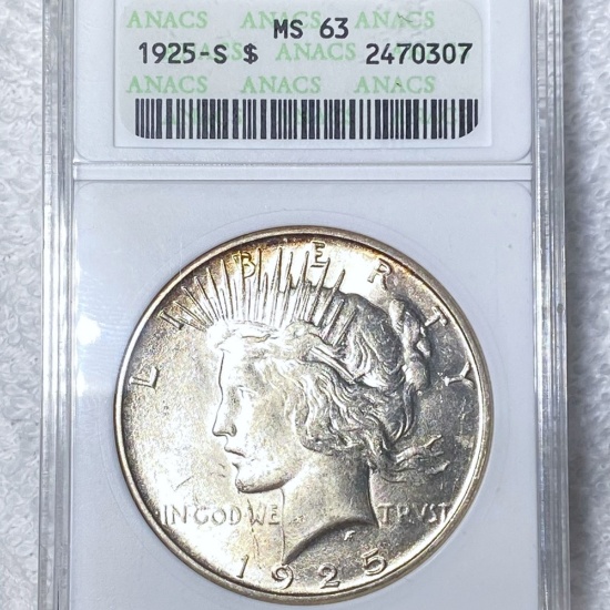 1925-S Silver Peace Dollar ANACS - MS63