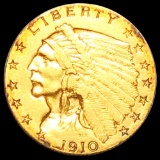 1910 $2.50 Gold Quarter Eagle NEARLY UNCIRCULATED