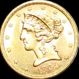 1904 $5 Gold Half Eagle UNCIRCULATED