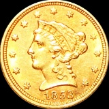 1853 $2.50 Gold Quarter Eagle NEARLY UNC