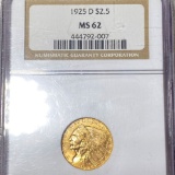 1925-D $2.50 Gold Quarter Eagle NGC - MS62