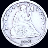 1859-O Seated Liberty Quarter AU+