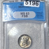 1916 Mercury Silver Dime ANACS - MS 63 FSB