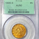 1896-S $5 Gold Half Eagle PCGS - AU50