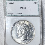 1934-S Silver Peace Dollar PCI - MS65