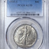 1935-S Walking Half Dollar PCGS - AU55