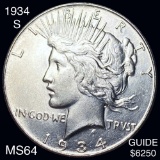 1934-S Silver Peace Dollar CHOICE BU