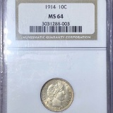 1914 Barber Silver Dime NGC - MS64