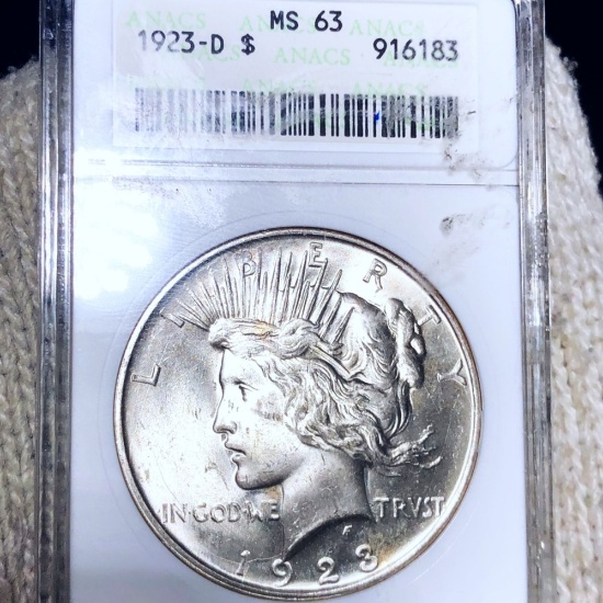 1923-D Silver Peace Dollar ANACS - MS63