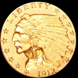 1912 $2.50 Gold Quarter Eagle CLOSELY UNC