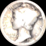 1916-D Mercury Silver Dime NICELY CIRCULATED