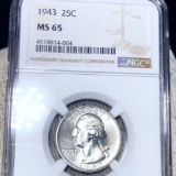 1943 Washington Silver Quarter NGC - MS65