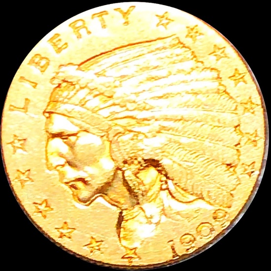 1909 $2.50 Gold Quarter Eagle CLOSELY UNCIRCULATED