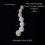 10kt Diamond Cluster Journey Pendant, ~0.60ctw