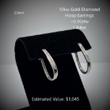 10kt Diamond Hoop Hinged Post Earrings, ~0.10ctw