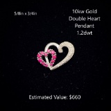 10kt Double Heart Pendant 1.2dwt