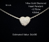 14kt Diamond Heart Pendant, ~0.70ctw, 4.8dwt