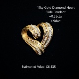 14kt Diamond Heart Slide Pendant, ~0.85ctw, 4.9dwt