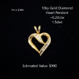 10kt Diamond Heart Pendant, ~0.20ctw, 1.5dwt