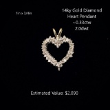14kt Diamond Heart Pendant, ~0.33ctw, 2.0dwt