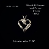 10kt Diamond Heart Pendant, ~0.45ctw, 1.8dwt
