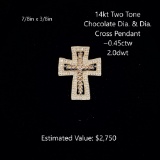 14kt Chocolated Diamond $ Diamond Cross Pendant